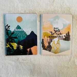 Spiral Notebook Journal Adventure Nature Theme 8 x 10.5 inch, 2pk, lined 70 page
